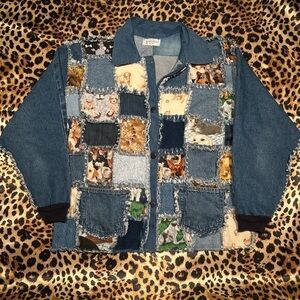 Vintage Handmade Denim & Dog Patchwork Jacket